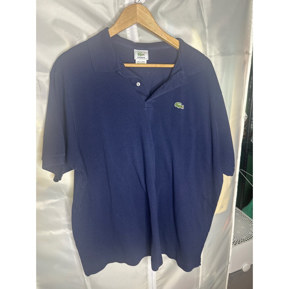 Lacoste Mens Navy Blue Short Sleeve Cotton Pique Polo Shirt Size 8 France